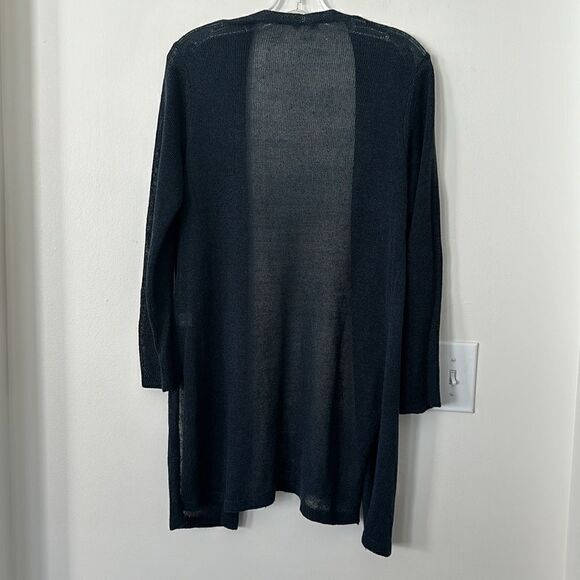 J. Jill Black Open Front Linen Blend Cardigan Sweater S - Picture 6 of 7